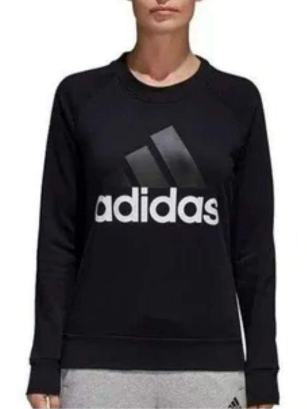 adidas Black Logo Crew Sweatshirt for Women